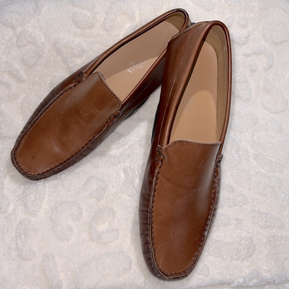 Elegant Brown Leather Loafers for Men Size 12 EU Size 46 Made in Italy
